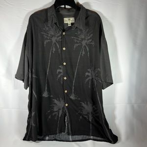 Island Shores Mens Hawaiian Shirt Size XXL Dark Gray Palm Trees